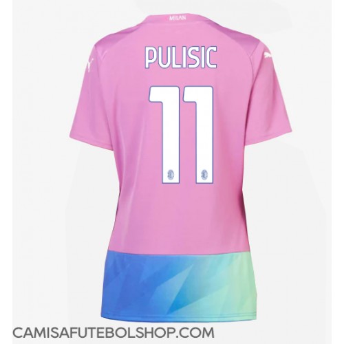 Camisa de time de futebol AC Milan Christian Pulisic #11 Replicas 3º Equipamento Feminina 2023-24 Manga Curta